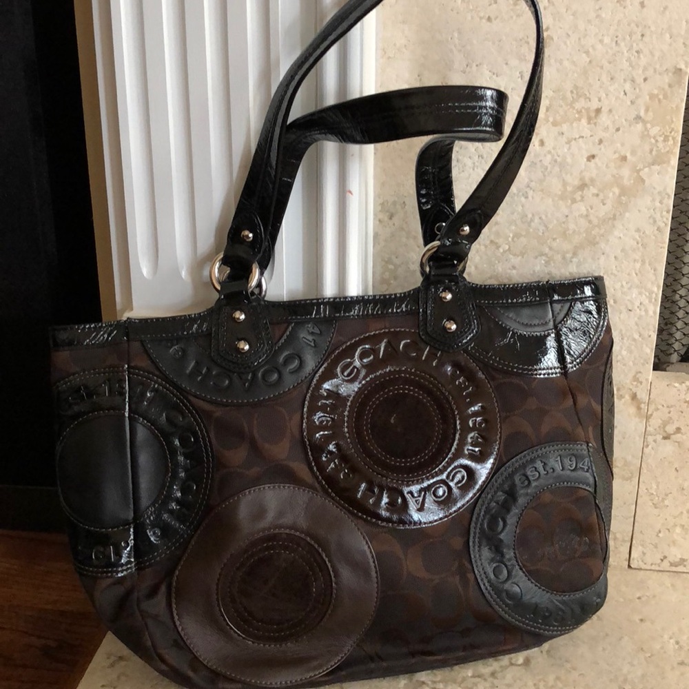 Brown Authentic Coach Signature Handbag